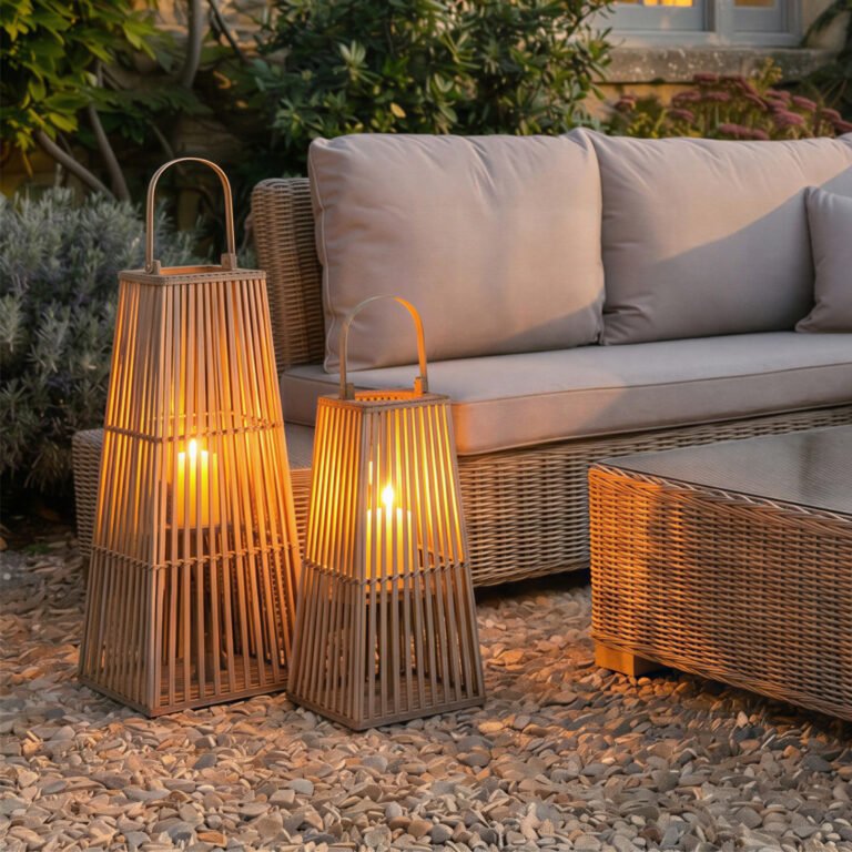 medium woven wicker lantern for home styling