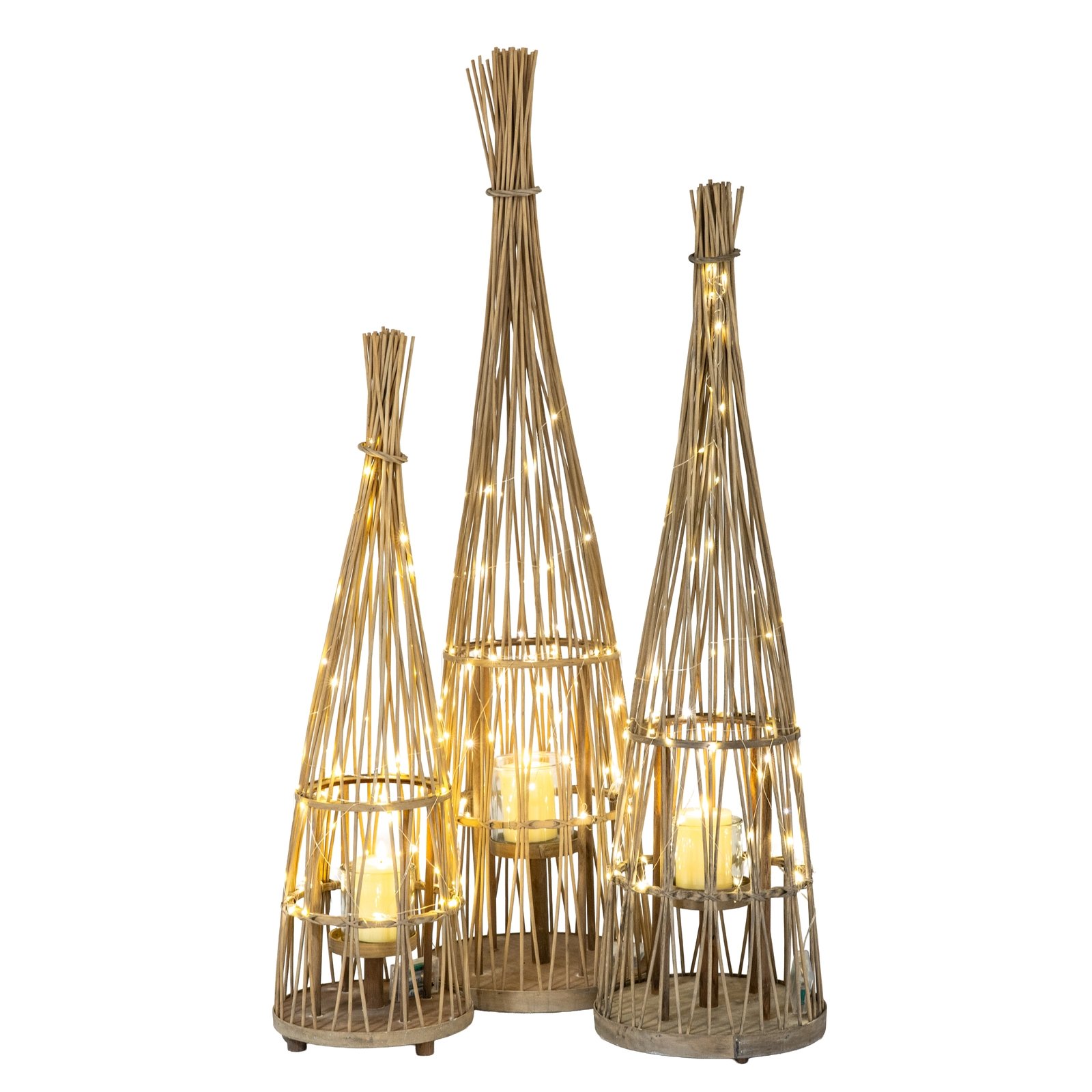 Hazel Wicker with LED Lantern - Large - Image 3