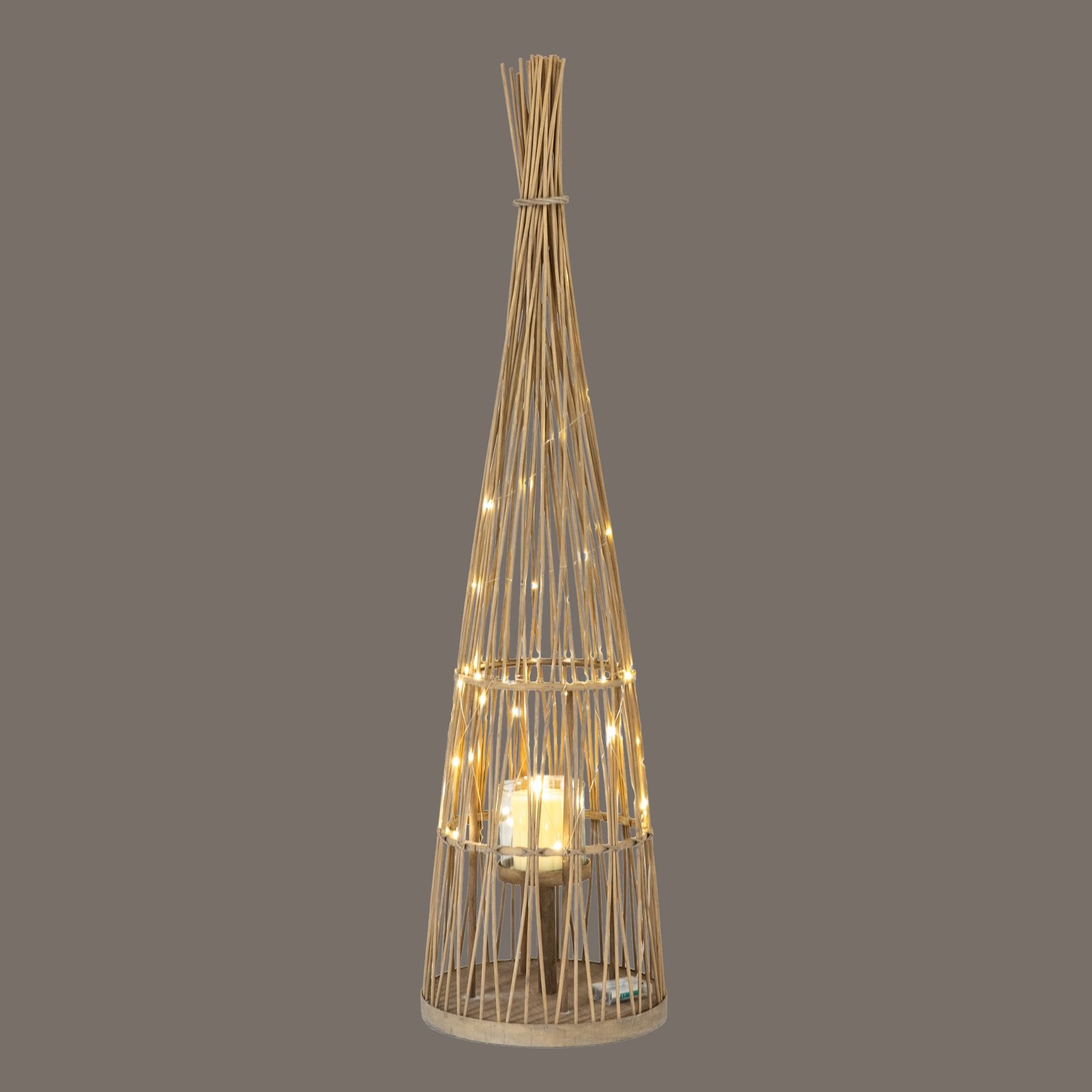 Hazel Wicker with LED Lantern - Large - Image 4