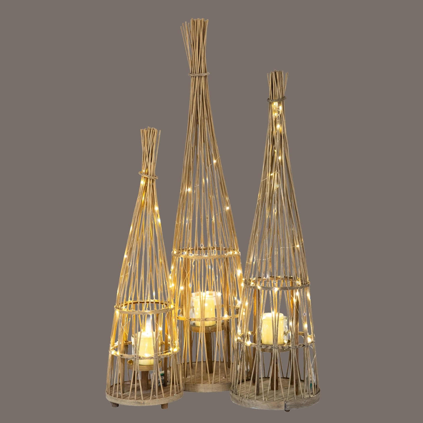 Hazel Wicker with LED Lantern - Large - Image 5