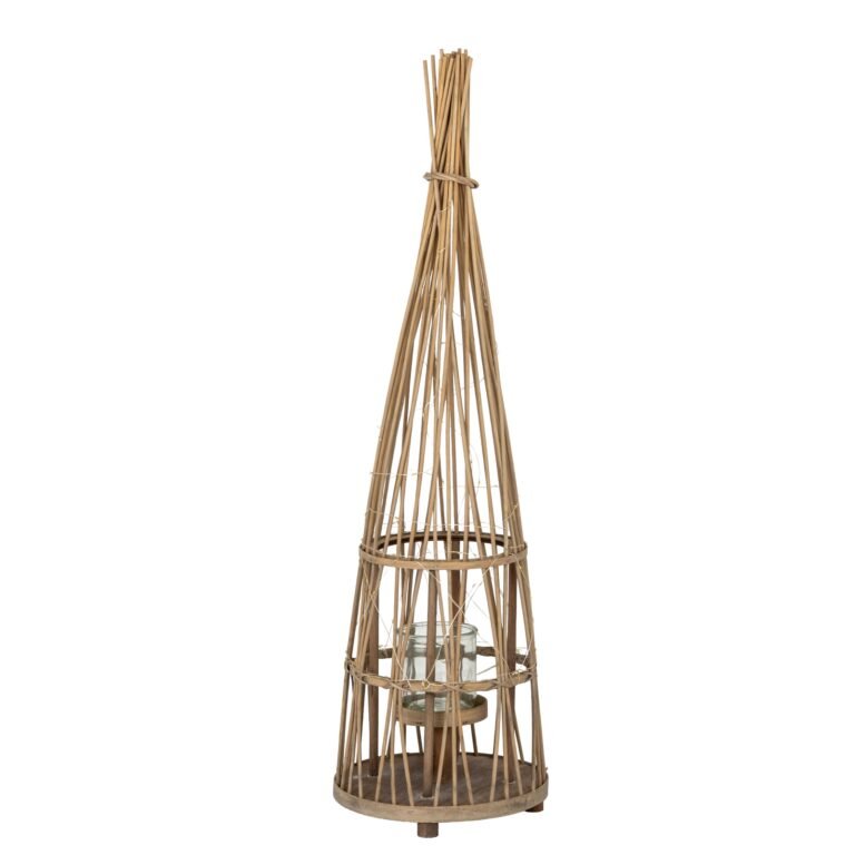 wicker lantern with lights small