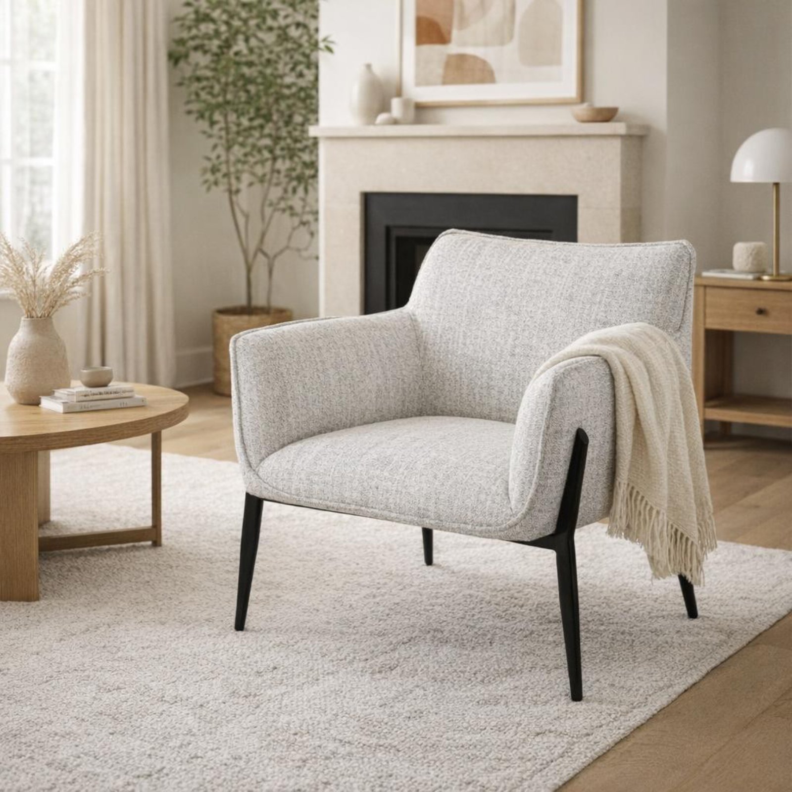Neutral Upholstered Accent Chair