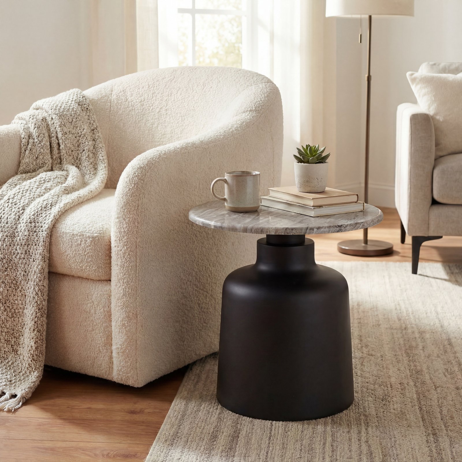 sora black round coffee table