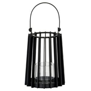black glass candle holder