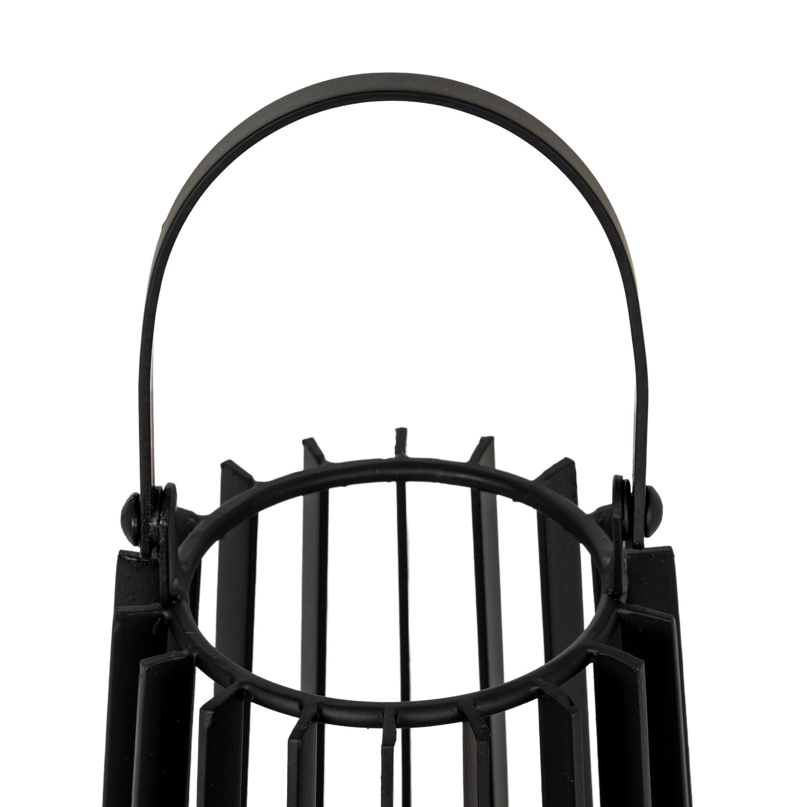 Black Lantern With Handle Glass Candle Holder - Small - Image 3