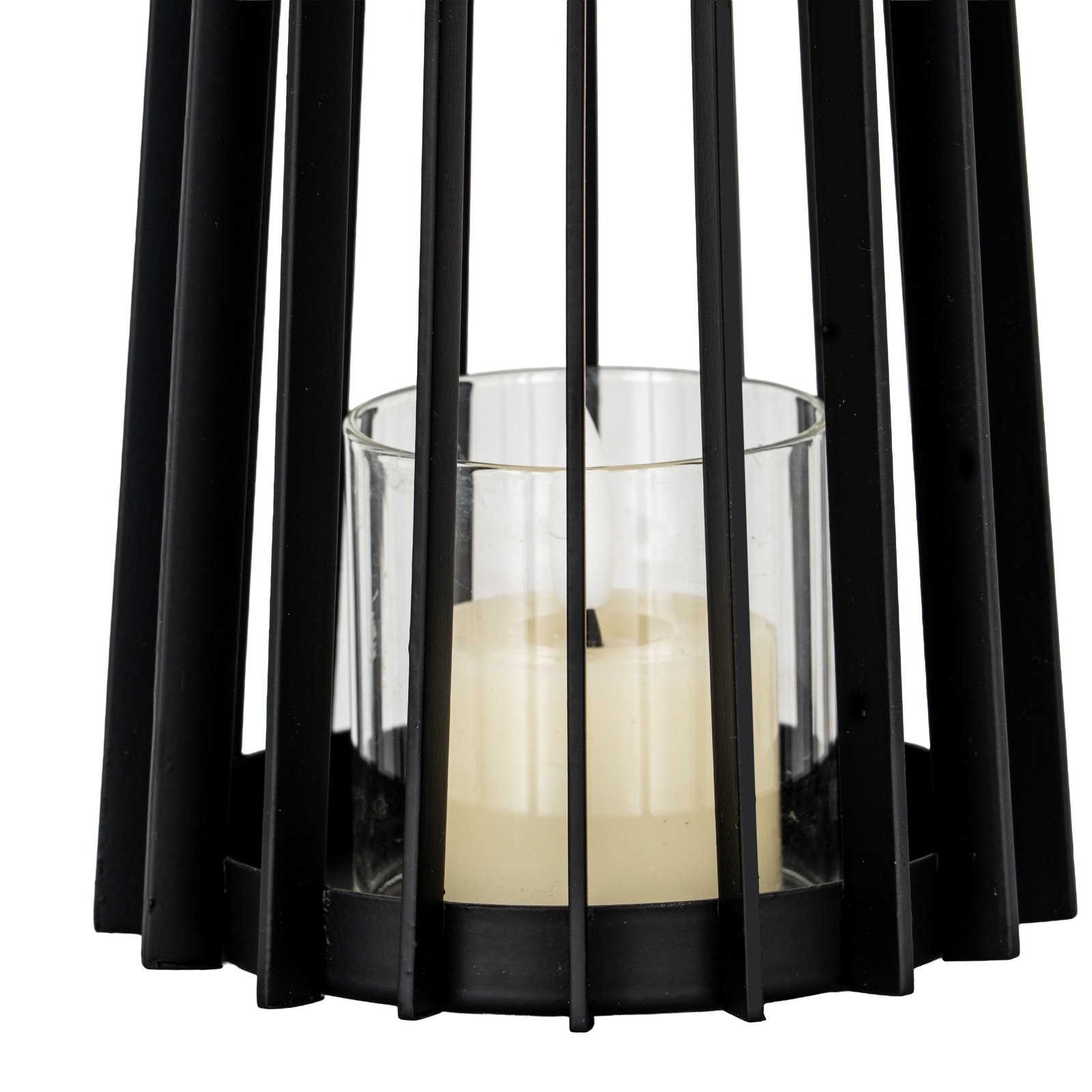 Black Lantern With Handle Glass Candle Holder - Small - Image 5