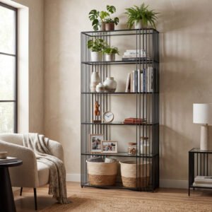 glass display shelving unit