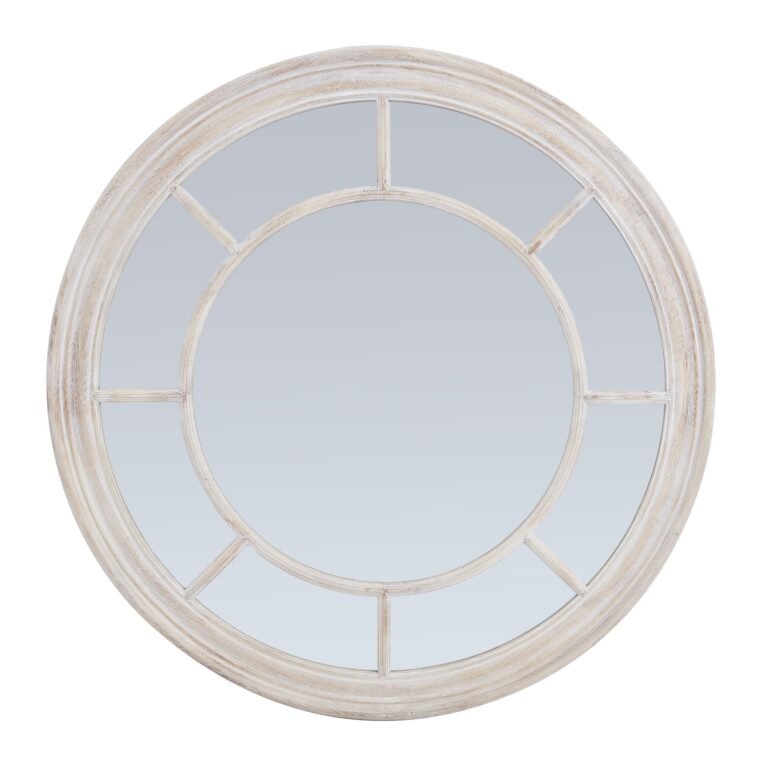 washed wood washed wood framed round mirror product image