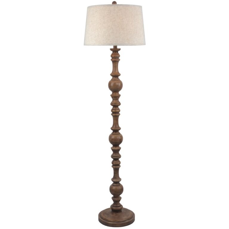 elegant floor lamp with edged linen shade styled home accessory