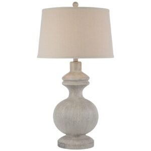 antique-style table lamp with linen shade in as shown