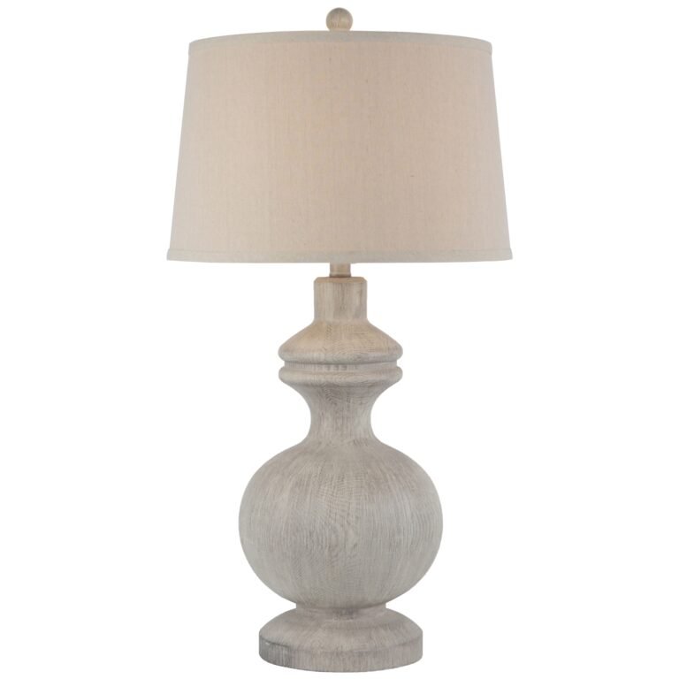 antique-style table lamp with linen shade in as shown
