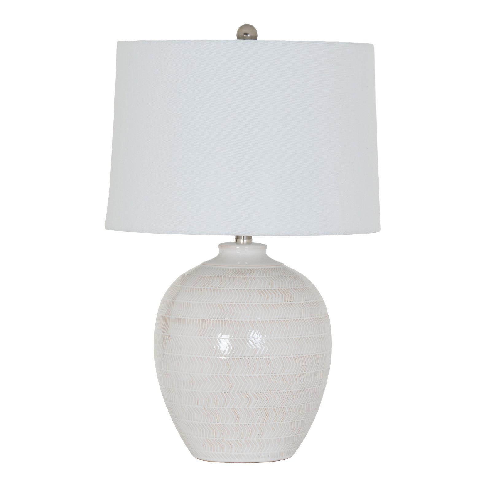 Chevron Ceramic Table Lamp with Linen Shade - Image 2