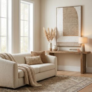 Textured Neutral Hand-Painted Framed Canvas styled home decor product