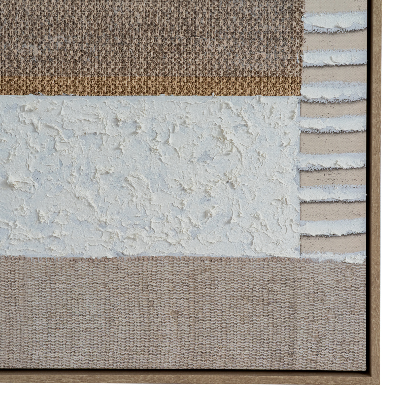 Textured Neutral Hand-Painted Framed Canvas - Image 3