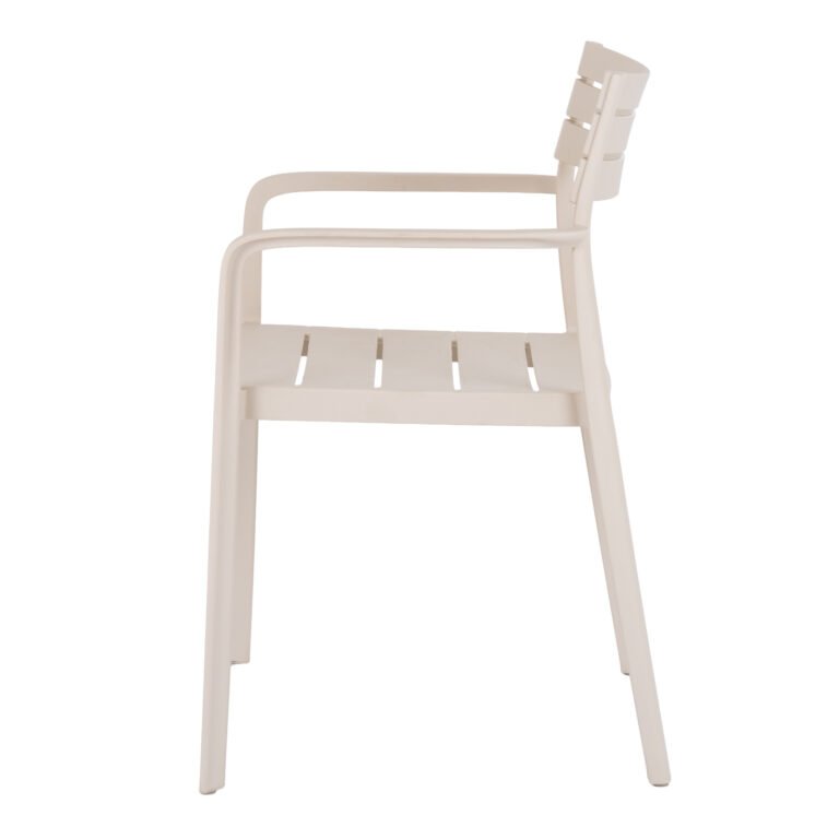 Putty-Finish Slatted Carver Dining Chair