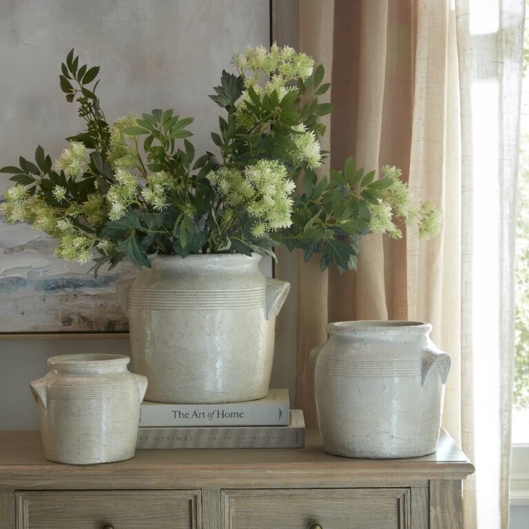 Large Rustic Handled Decorative Pot