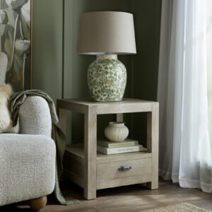 one drawer side table with shelf
