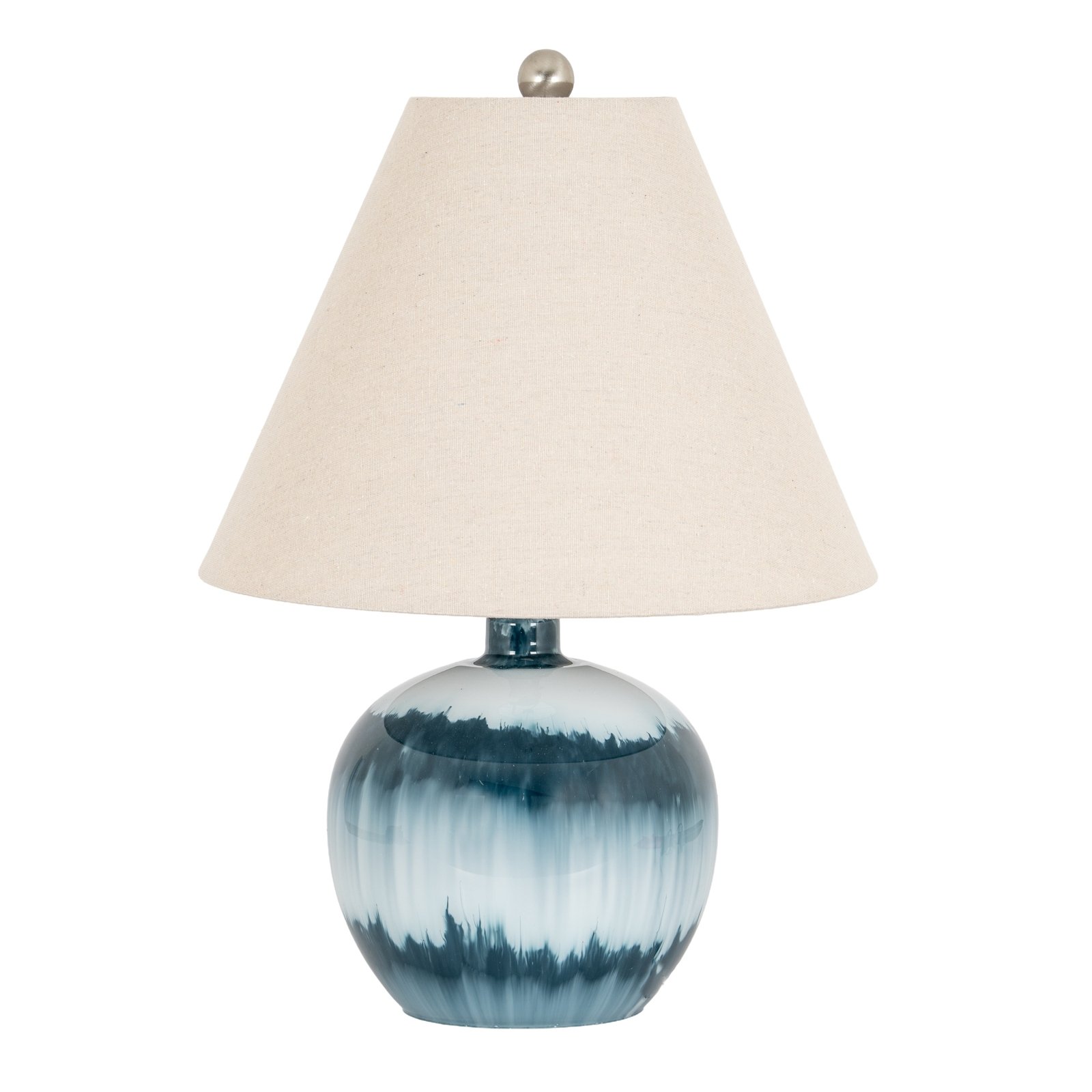 Ocean-Inspired Squat Table Lamp with Linen Shade styled home decor product