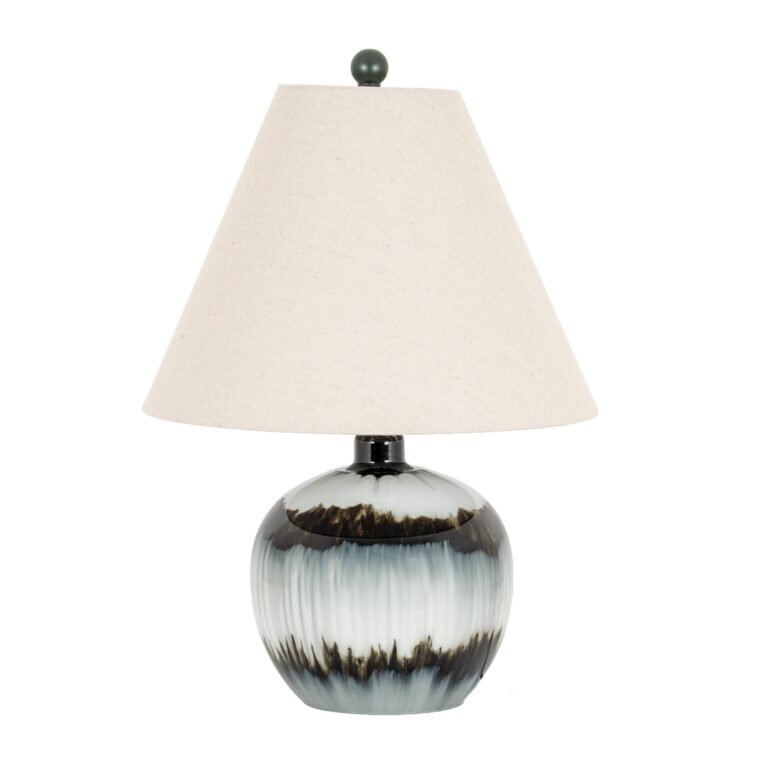 Midnight Shadows Squat Table Lamp With Linen Shade styled home decor product