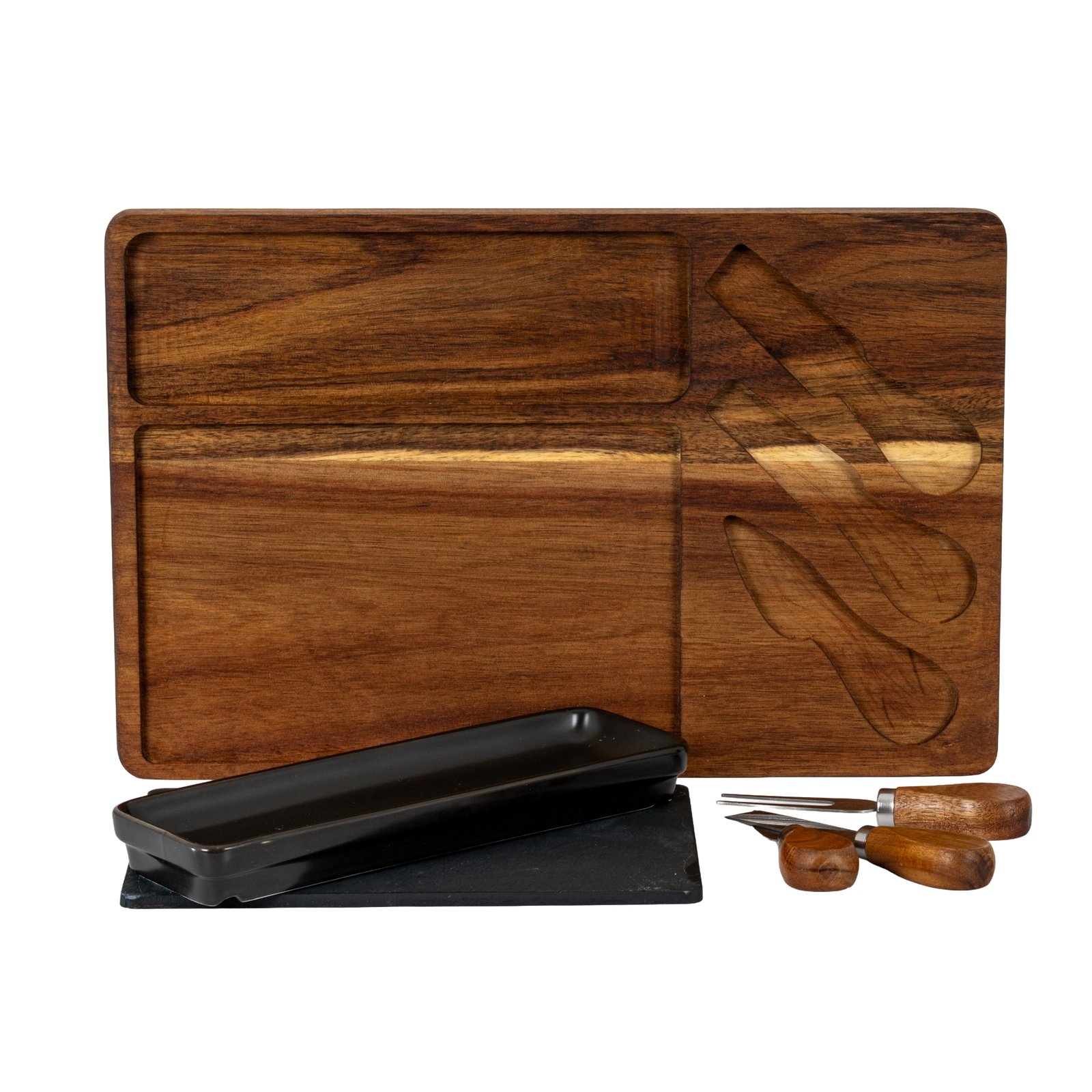 Acacia Cheese Board Set with Black Bowl - Image 3