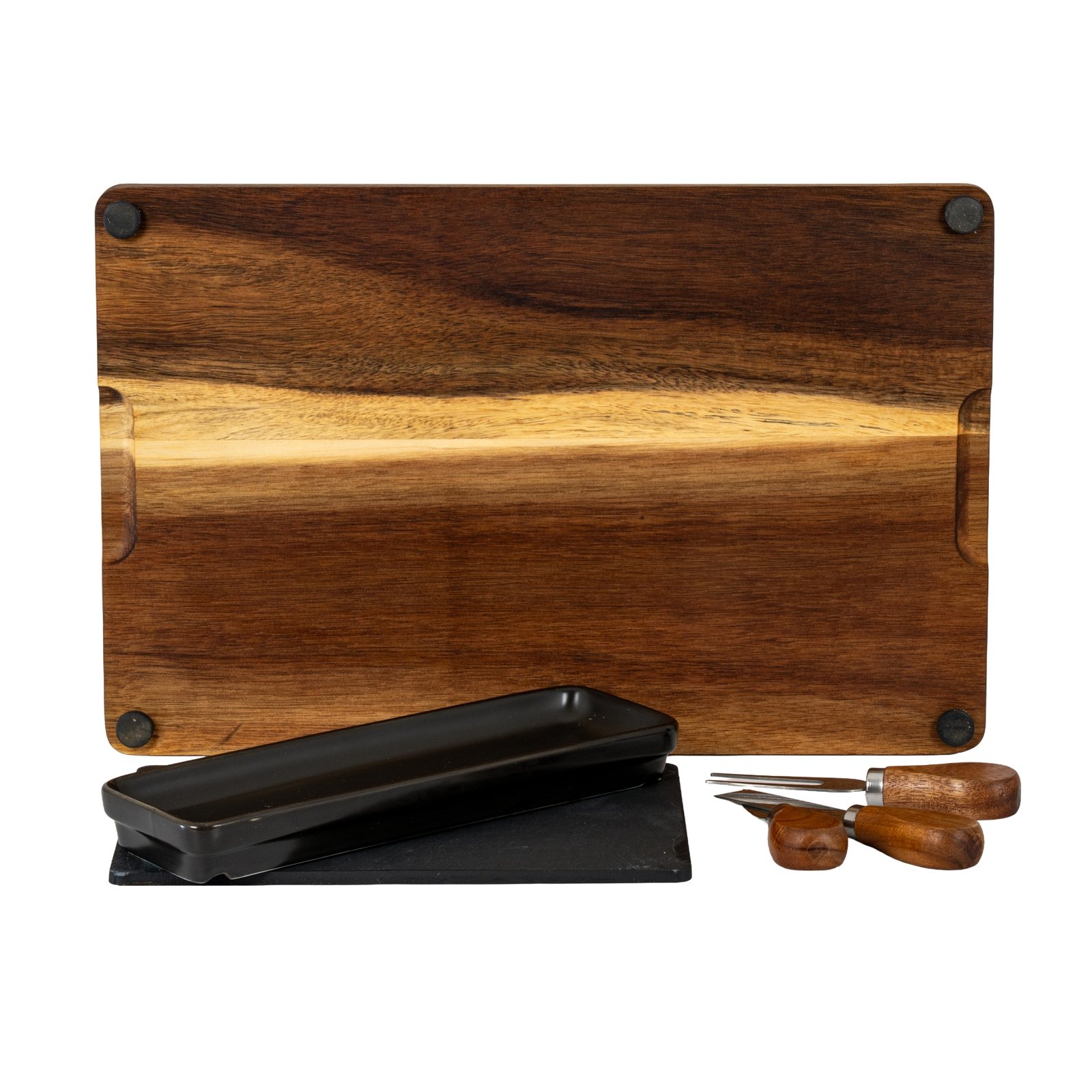 Acacia Cheese Board Set with Black Bowl - Image 4