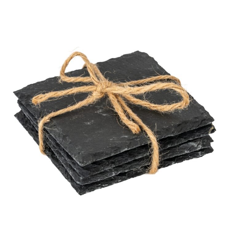 four square natural slate coasters styled home accessory