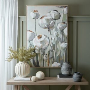 Hand-Painted Poppy Heads Framed Canvas styled home decor product
