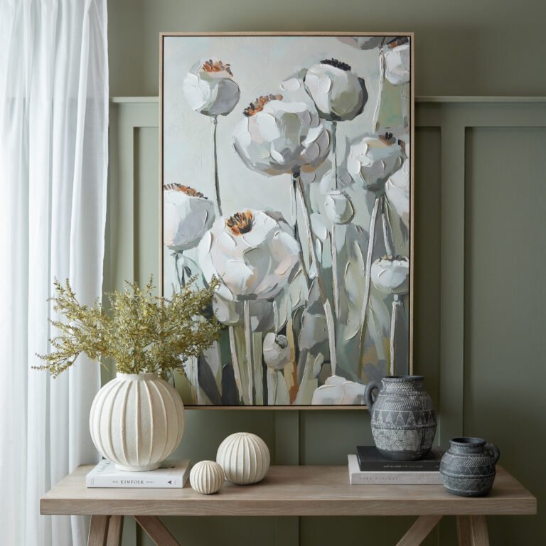 Hand-Painted Poppy Heads Framed Canvas styled home decor product