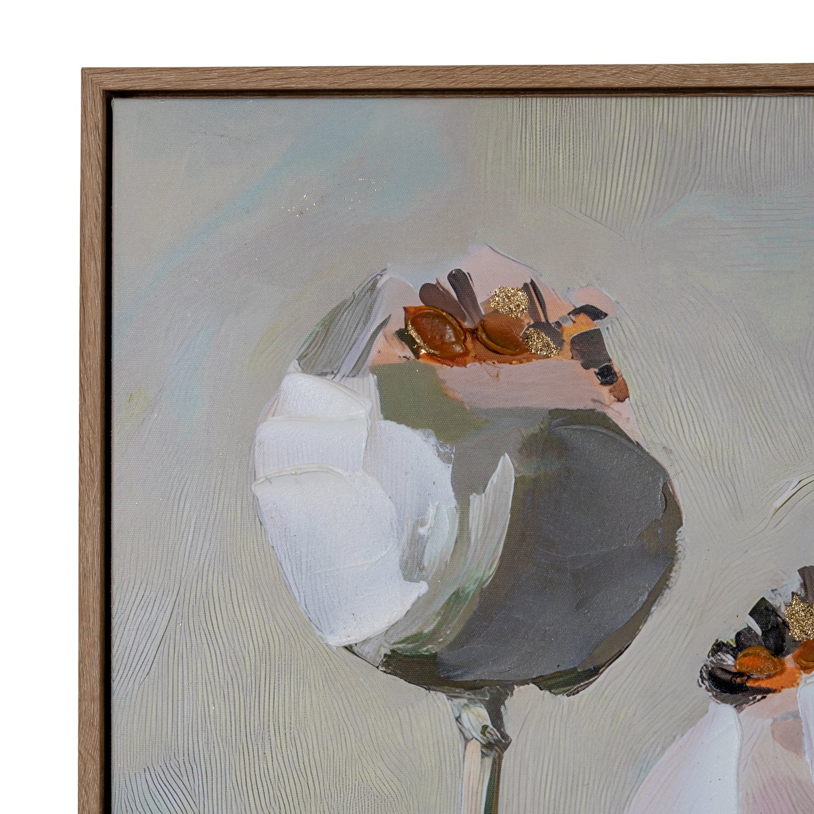 Hand-Painted Poppy Heads Framed Canvas - Image 3