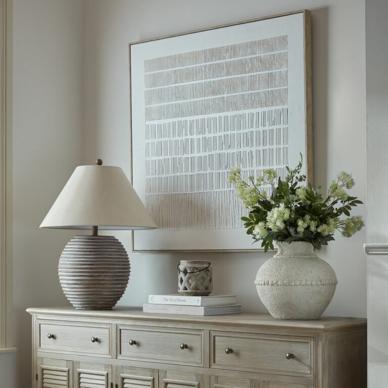 Neutral Textured Line Framed Canvas