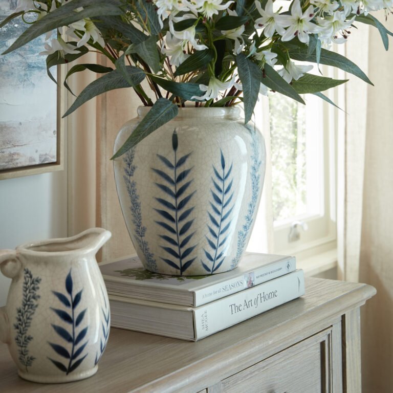 Small Blue Floral Ceramic Vase