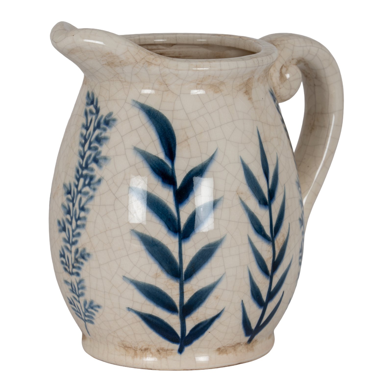 Small Blue Floral Ceramic Jug Vase - Image 2