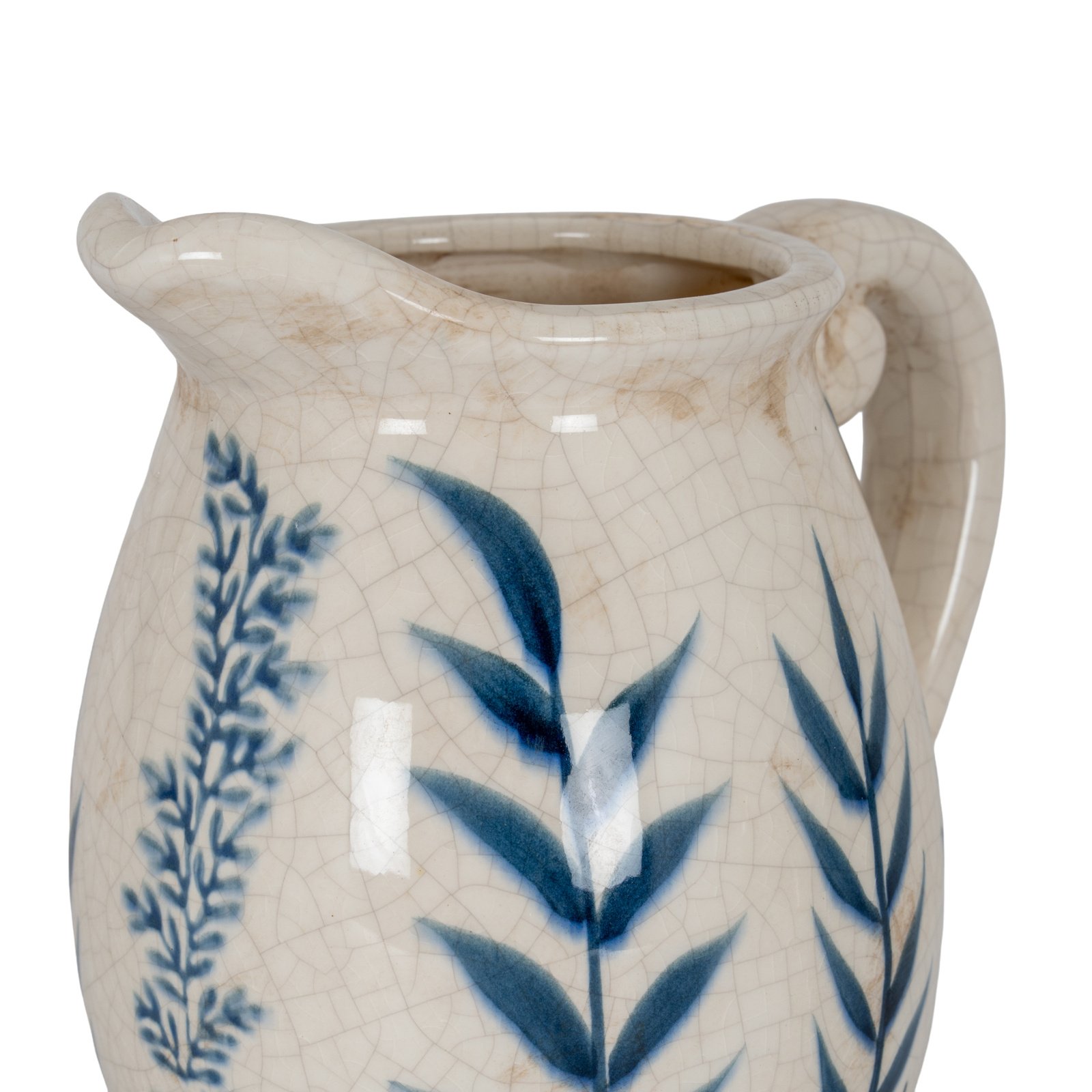 Small Blue Floral Ceramic Jug Vase - Image 3