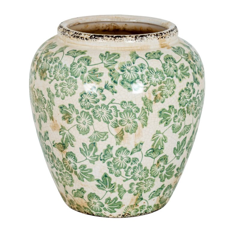 Small Green Clover Ceramic Vase