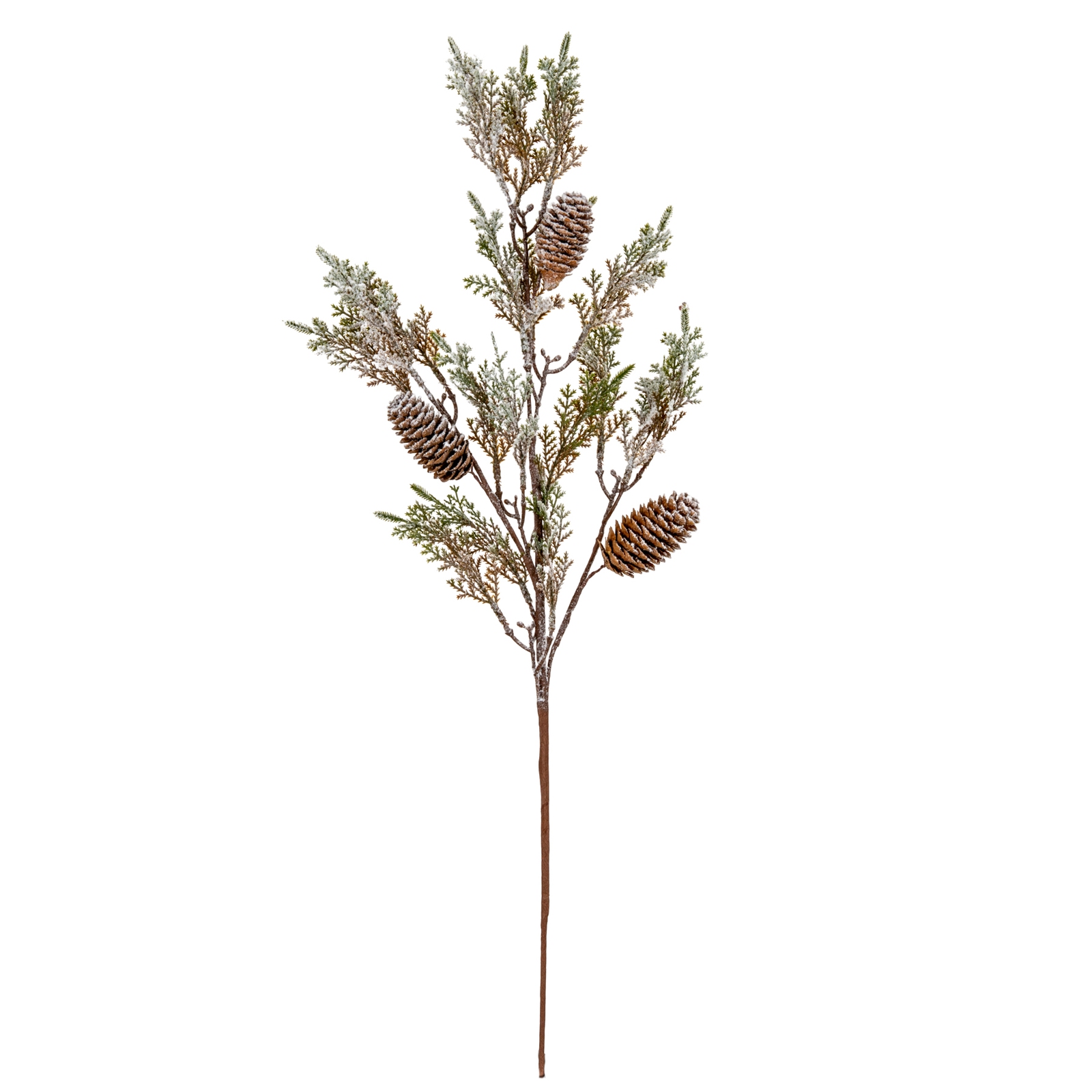 Medium Frosted Cypress Fir Branch Spray With Pinecones styled home decor product