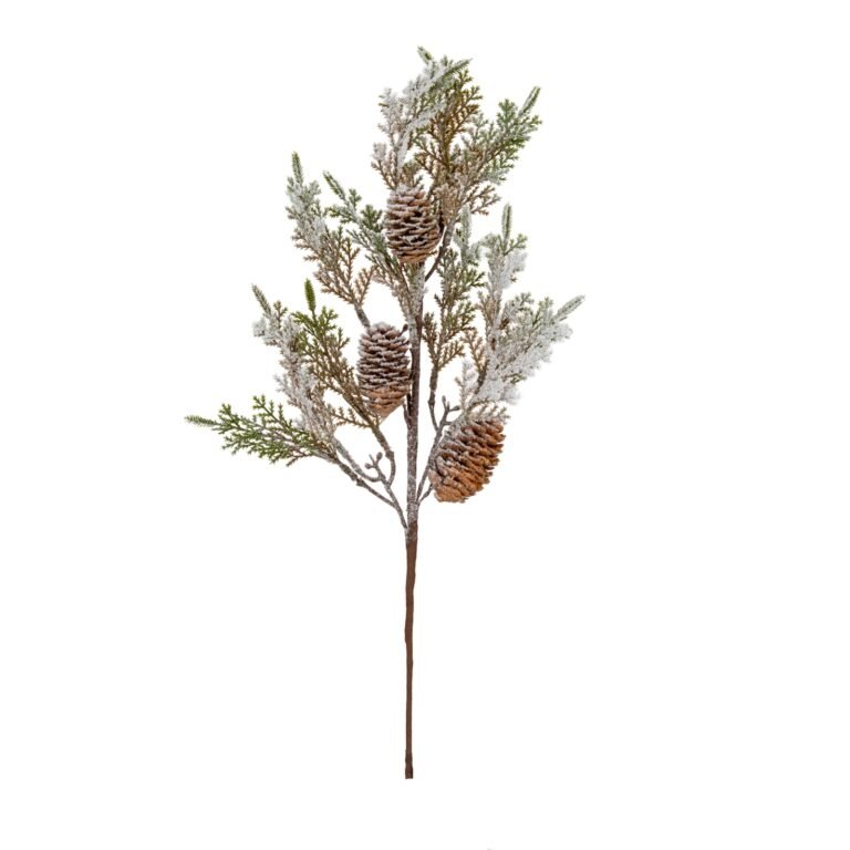 Large Frosted Cypress Fir Branch Spray With Pinecones styled home decor product