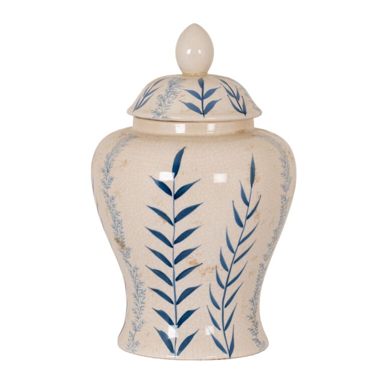 Blue Floral Ceramic Ginger Jar