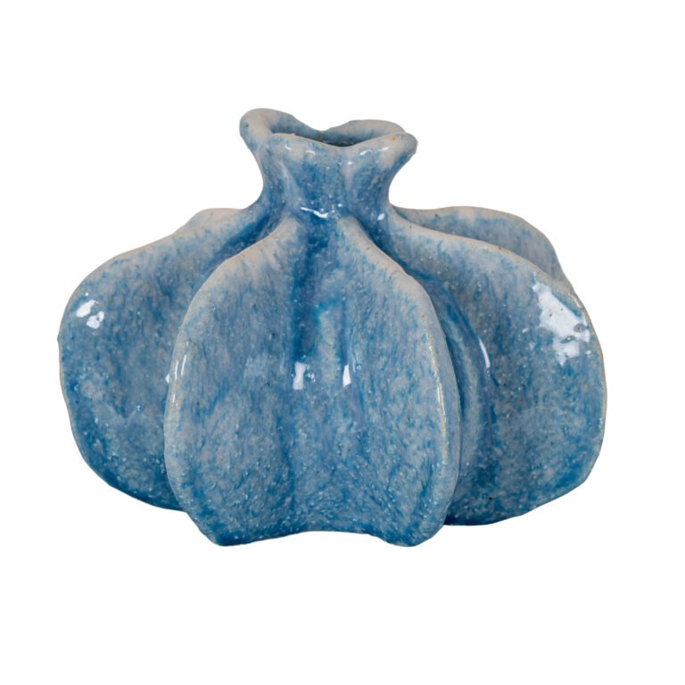small blue poppy seed bud vase in blue