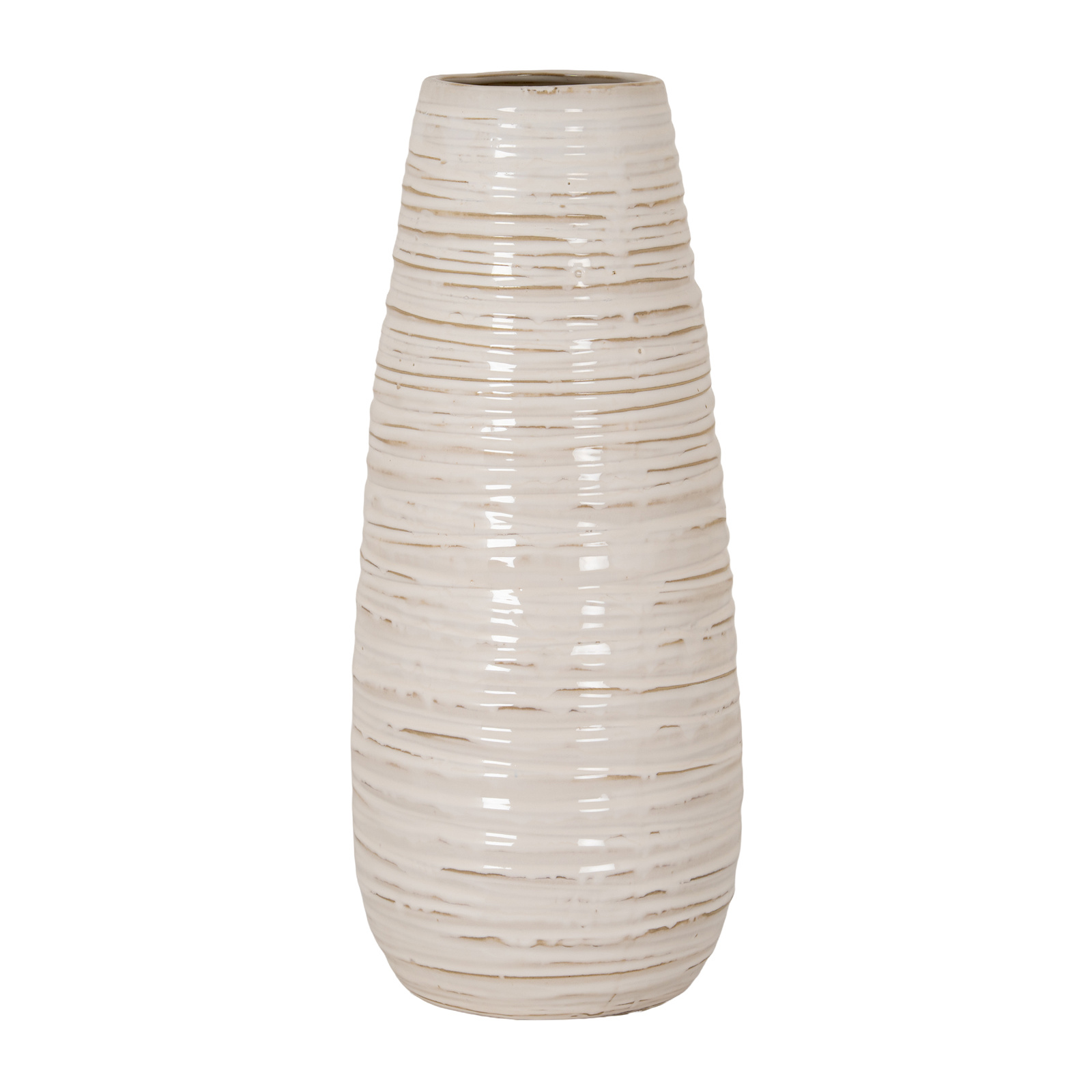 Tall Ribbed Ceramic Column Vase