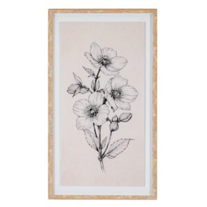 framed hellebore botanical print styled home accessory
