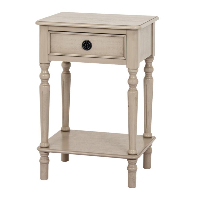 1 Drawer Side Table with Shelf – country-style storage furniture in a neutral wood finish