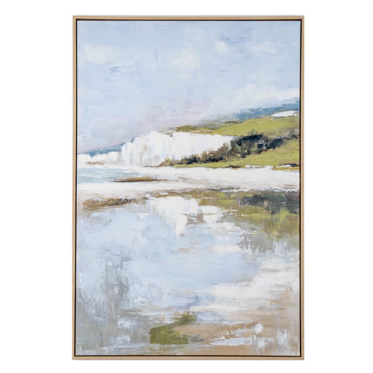 Coastal Cliff Hand-Painted Framed Canvas