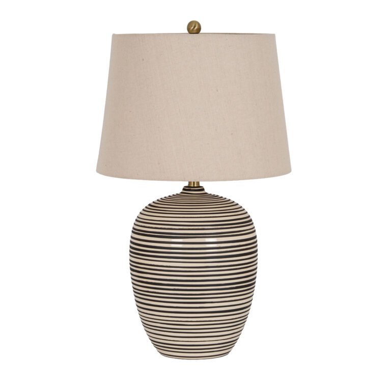 ceramic table lamp with linen shade