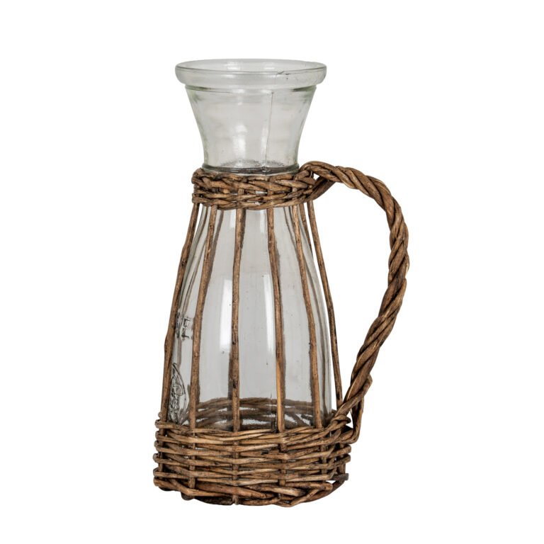 Larkcombe Large Glass Carafe with Wicker Handle