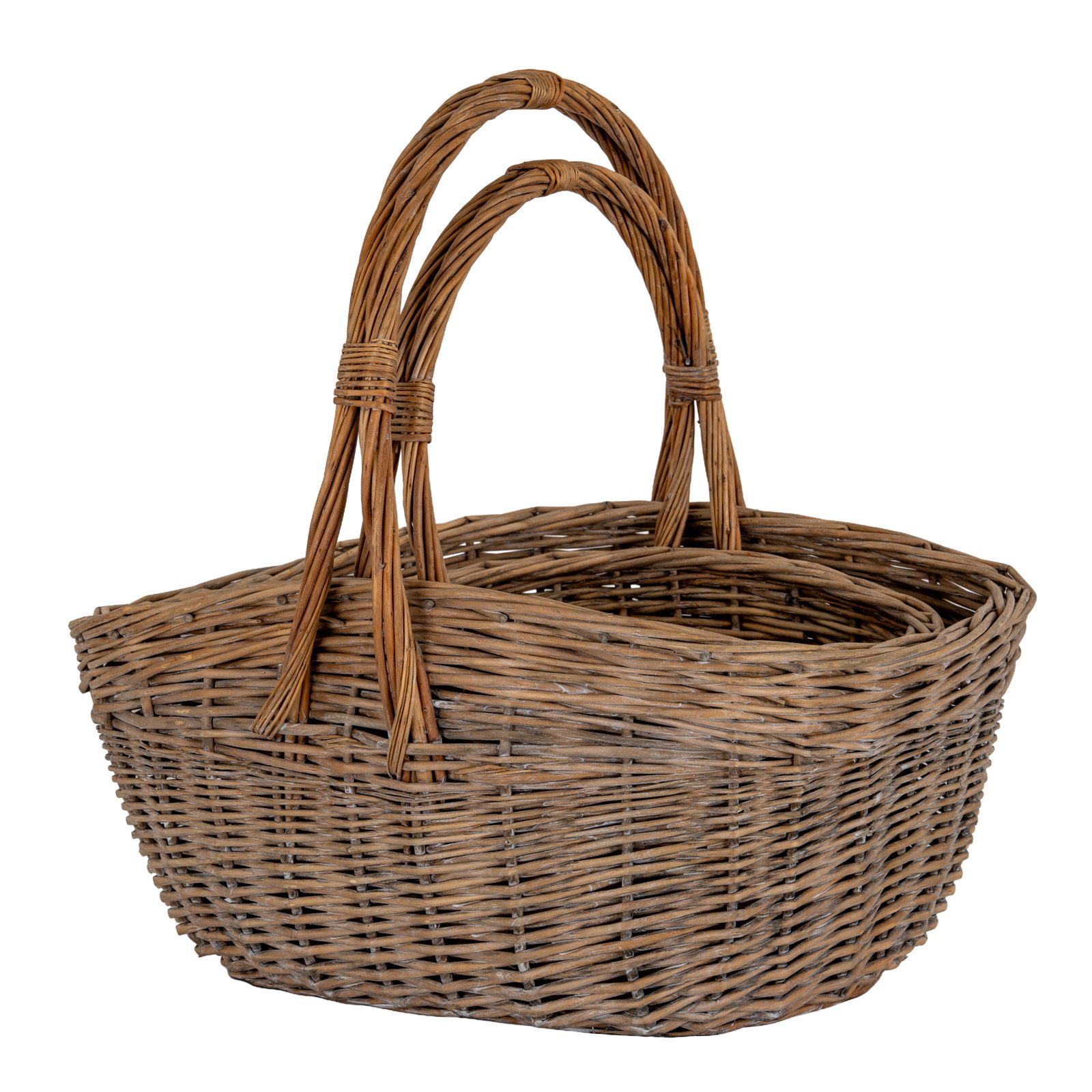 Set of Two Wicker Trug Baskets