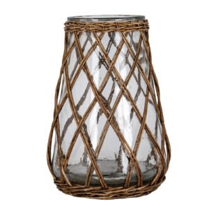 Large Wicker Pillar Candle Lantern