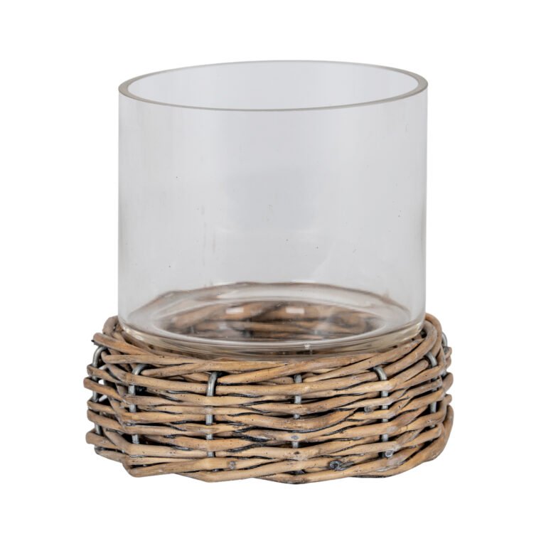 Larkcombe Small Hurricane Lantern with Wicker Tray